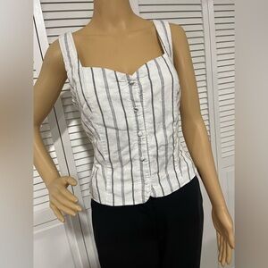 Old Navy White Tank Top with Black Vertical Stripes
